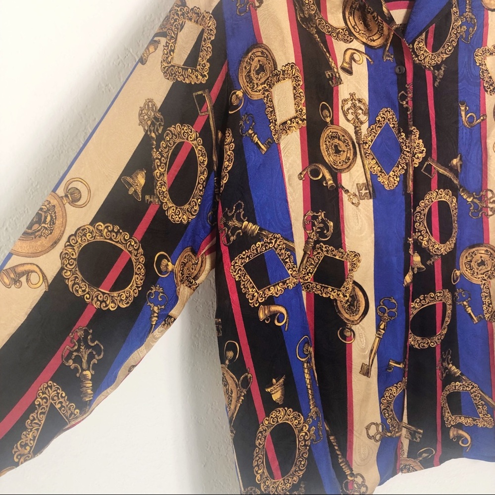 VINTAGE Versace Inspired Silk Button Shirt - Picture 3 of 5